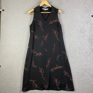 VTG John Paul Richard Midi dress black red floral Size M Uniform 90s‎ USA Made